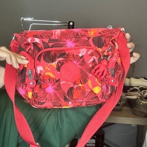 Kipling Floral Red and Pink Crossbody Bag